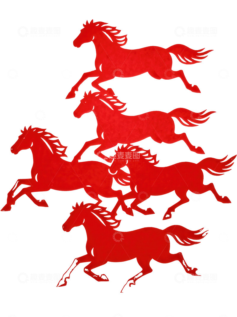 高清大图下载【趣麦麦图】剪纸风  骏马  腾达  