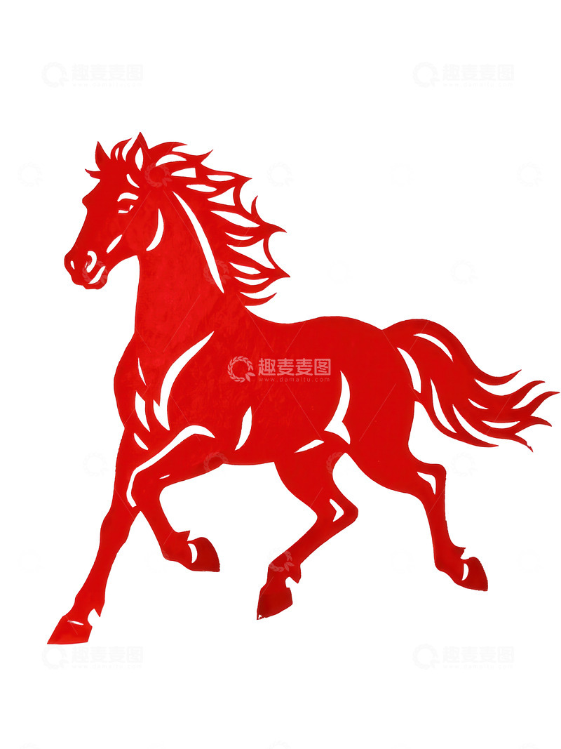 高清大图下载【趣麦麦图】剪纸风  骏马  健康  