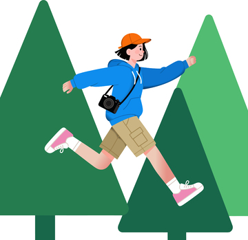 卡通户外跳跃插画