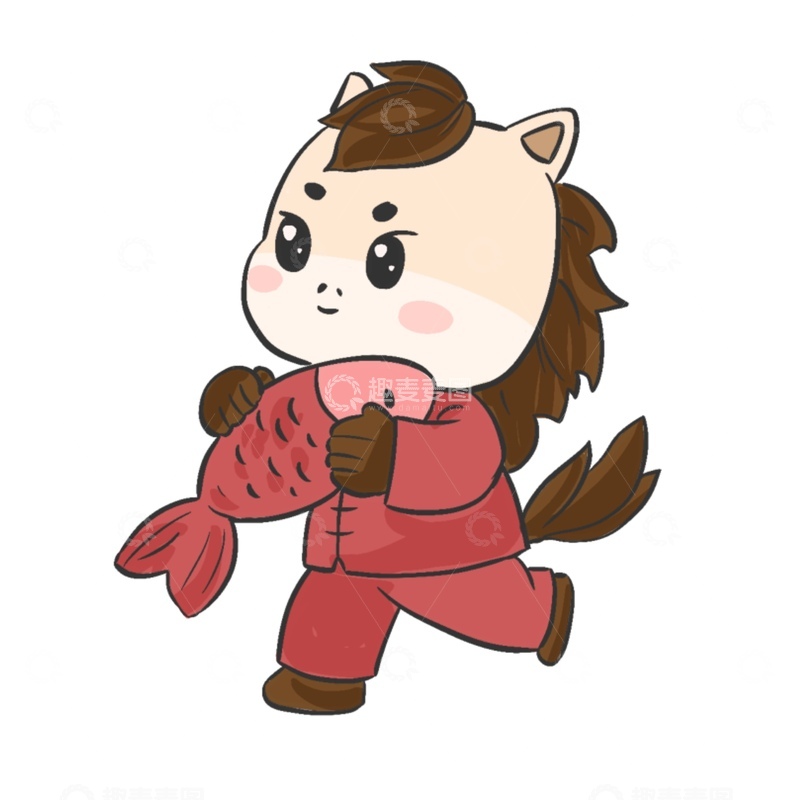 源文件下载【趣麦麦图】卡通小马新年送福图