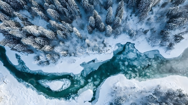 高清大图下载【趣麦麦图】雪域河流航拍风光