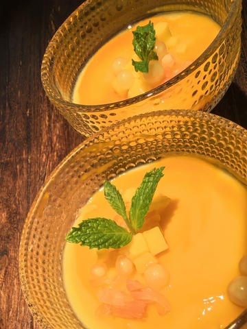 精致甜品芒果布丁美食摄影