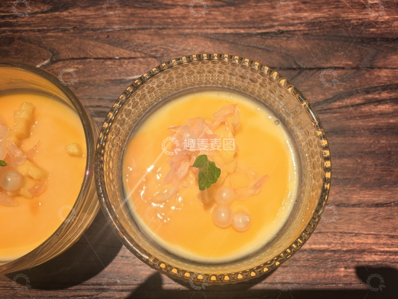 高清大图下载【趣麦麦图】精致甜品芒果布丁美食摄影