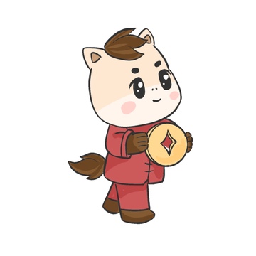 可爱小马年吉祥物新年祝福卡通形象