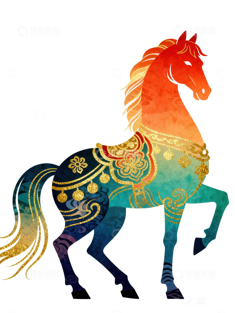 高清大图下载【趣麦麦图】骏马  赤焰  墨染  