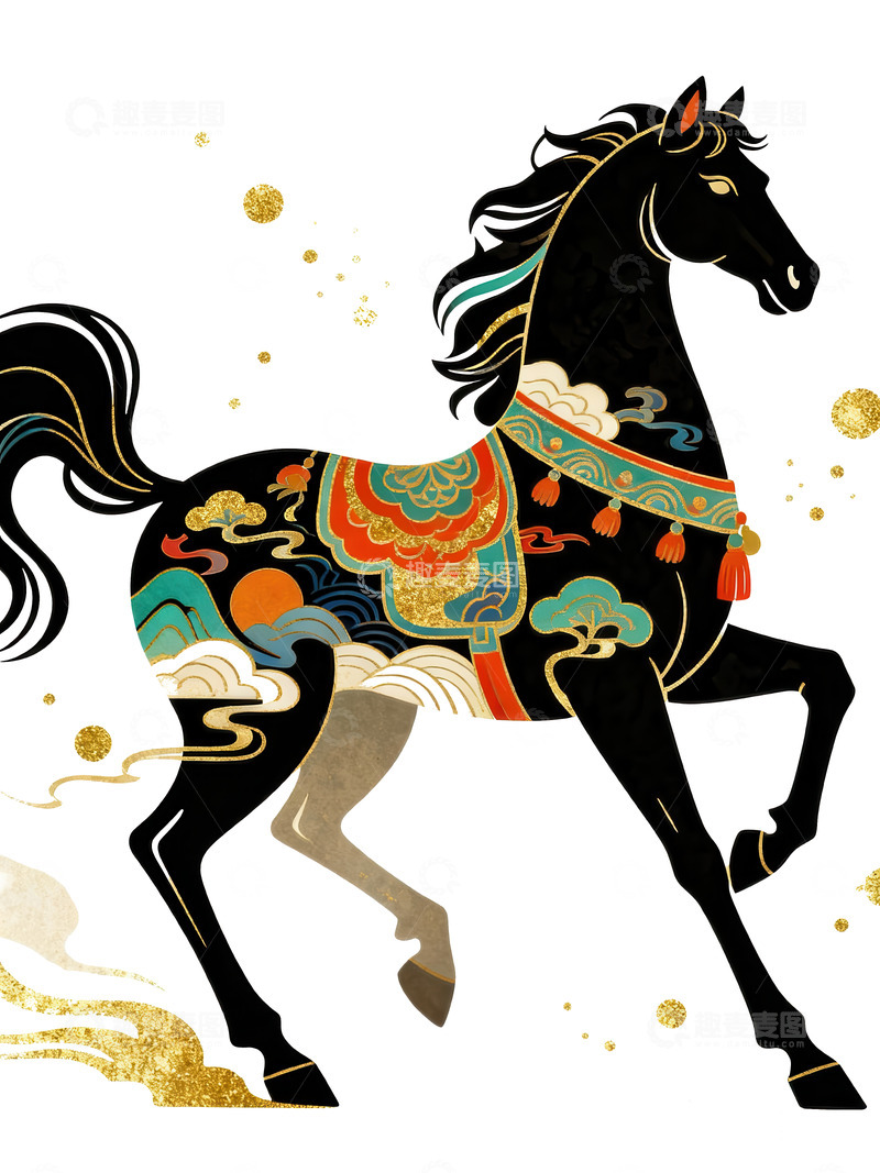 高清大图下载【趣麦麦图】骏马  赤焰  靛青 