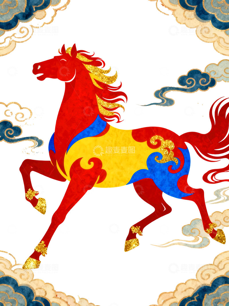 高清大图下载【趣麦麦图】骏马  赤焰  翠斑  