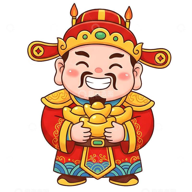 高清大图下载【趣麦麦图】招财卡通财神形象