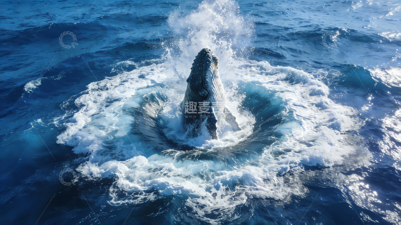 源文件下载【趣麦麦图】一只跃出海面的鲸鱼2