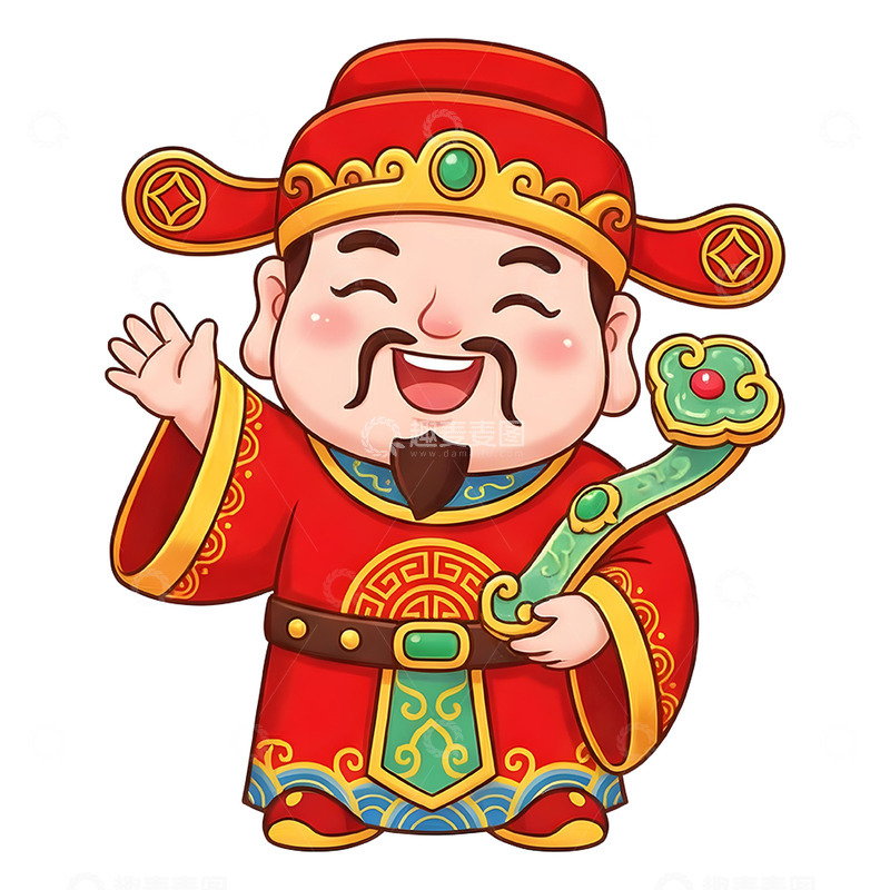 高清大图下载【趣麦麦图】喜庆招财的财神形象