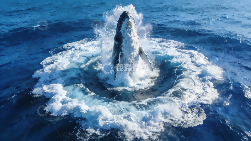 源文件下载【趣麦麦图】一只跃出海面的鲸鱼1