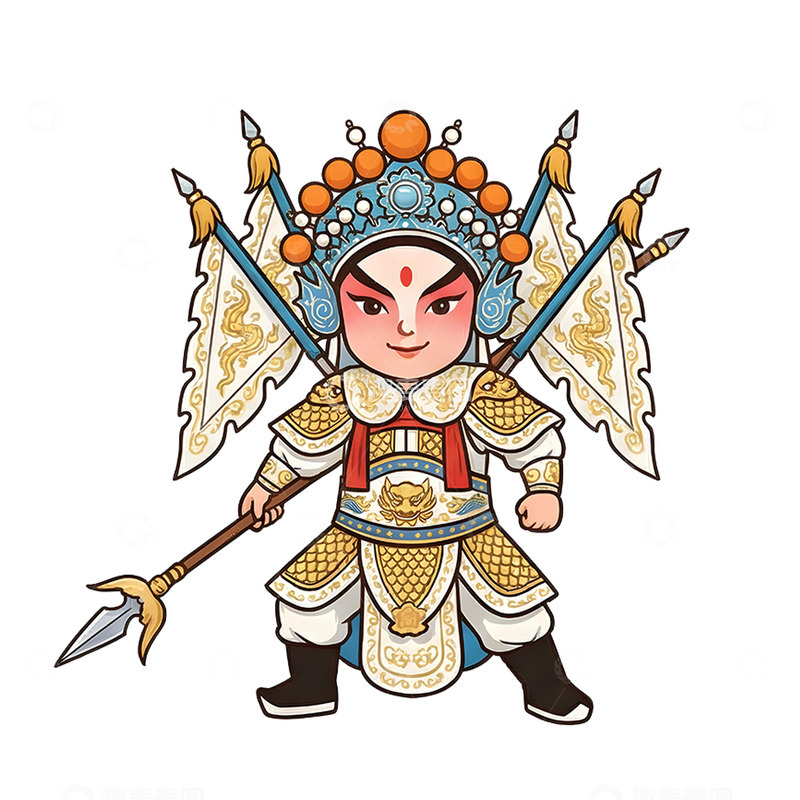 高清大图下载【趣麦麦图】京剧卡通戏曲武将角色系列