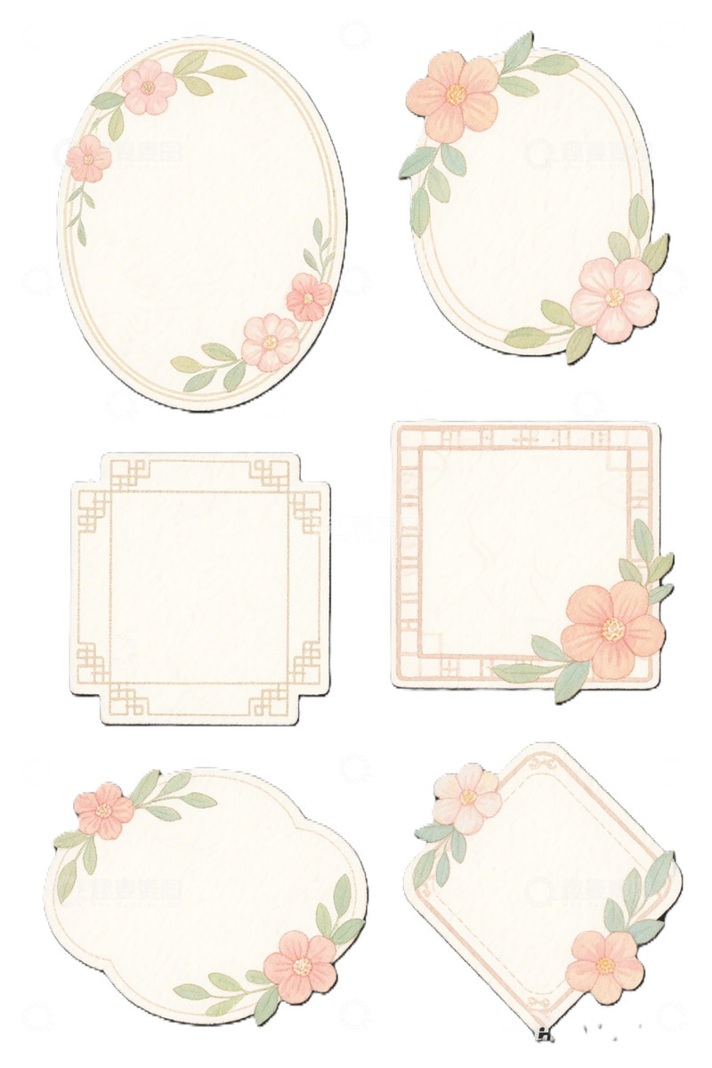 高清大图下载【趣麦麦图】淡雅花卉边框设计模板集