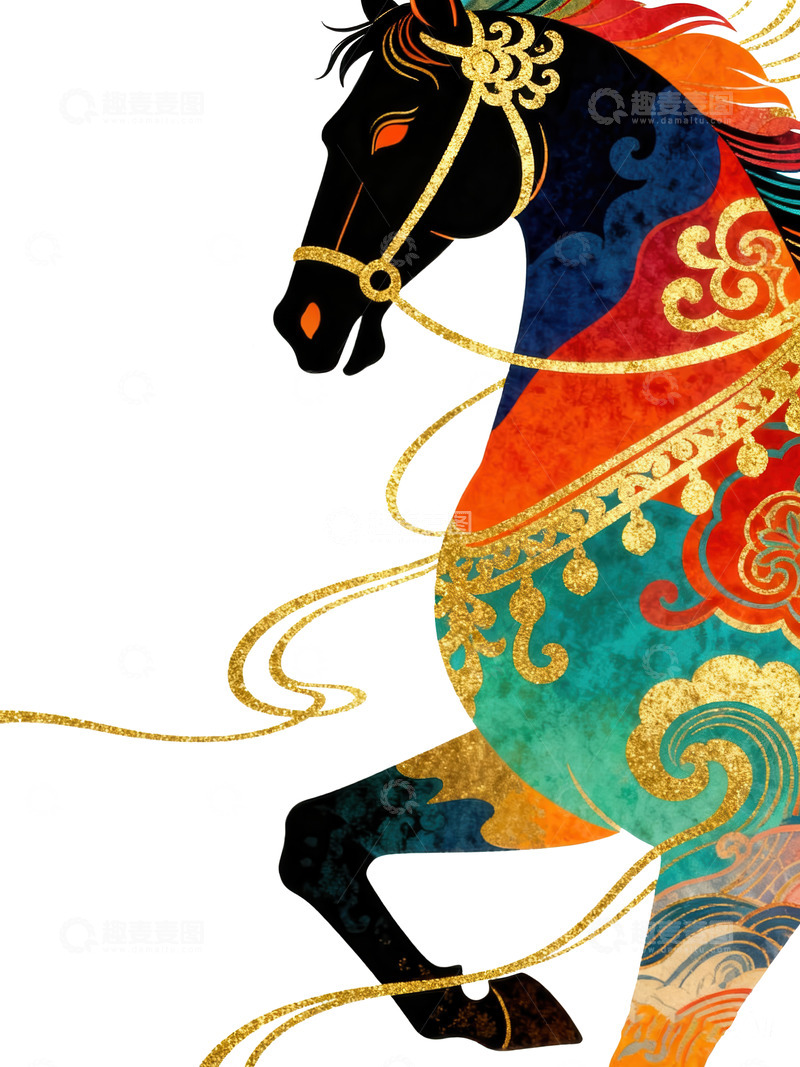 高清大图下载【趣麦麦图】骏马  赤焰  缃黄  