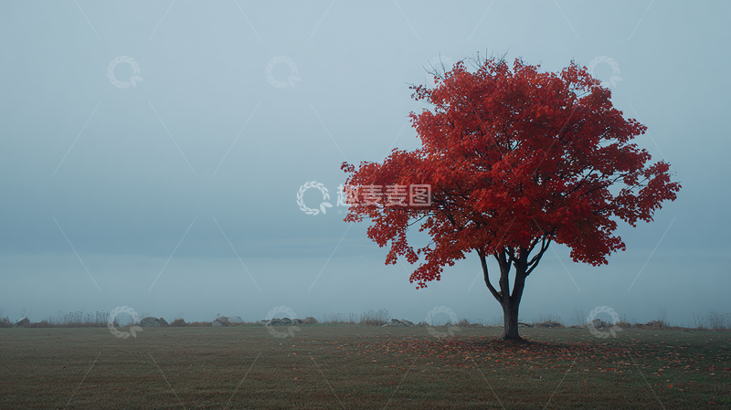 高清大图下载【趣麦麦图】秋日红叶静谧景色
