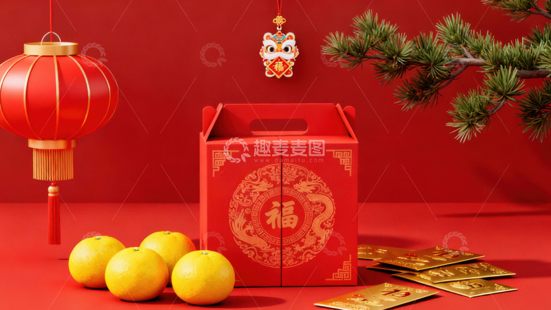高清大图下载【趣麦麦图】新年礼盒元素背景022
