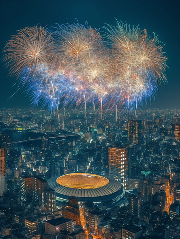 璀璨烟花点亮城市夜空