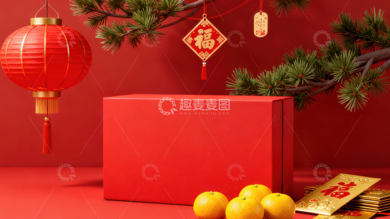 高清大图下载【趣麦麦图】新年礼盒元素背景036