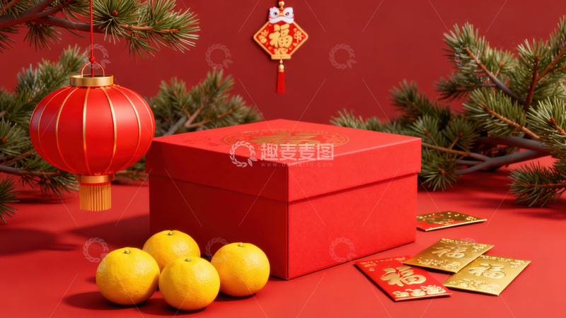高清大图下载【趣麦麦图】新年礼盒元素背景043