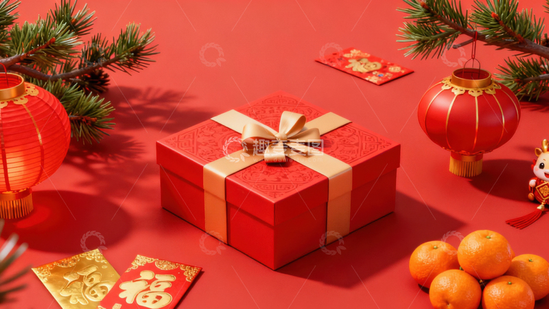 高清大图下载【趣麦麦图】新年礼盒元素背景040
