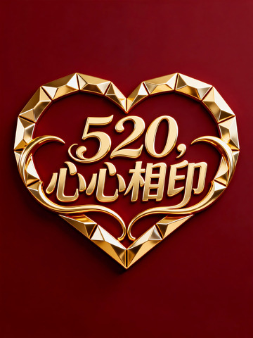 金色心形520心心相印图案