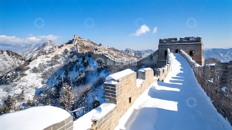 高清大图下载【趣麦麦图】雪映长城雄姿壮丽