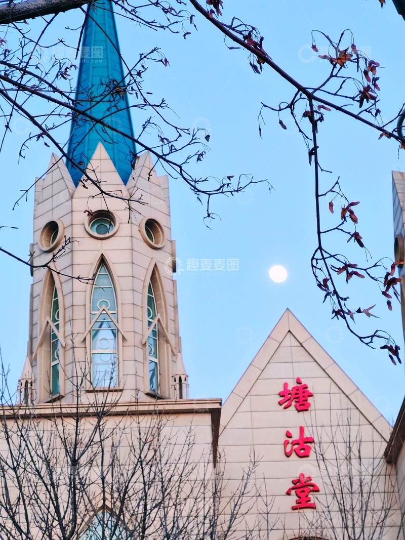 高清大图下载【趣麦麦图】教堂月色风景摄影