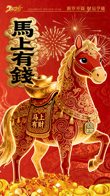 马年吉祥财运海报设计素材