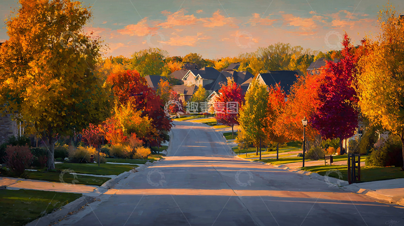 高清大图下载【趣麦麦图】秋日乡村街景