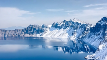 冰雪湖泊山景风光摄影