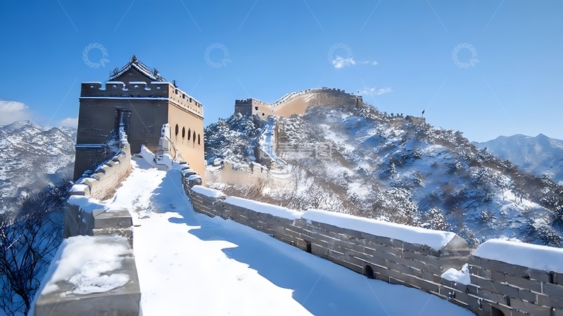 高清大图下载【趣麦麦图】雪域长城壮美景
