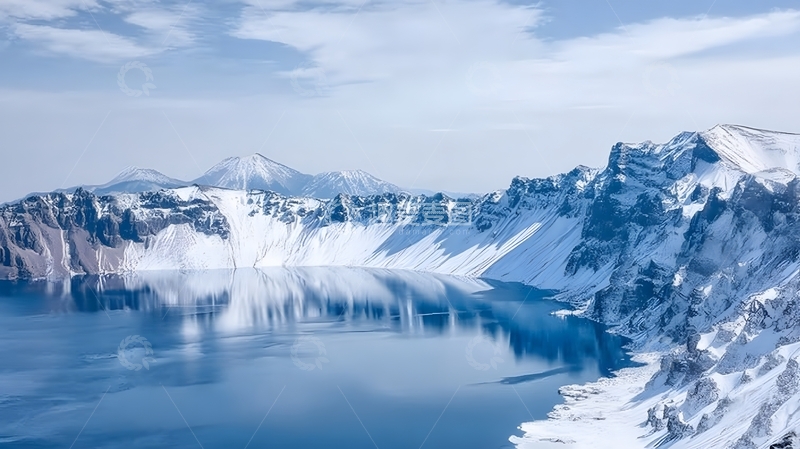 高清大图下载【趣麦麦图】-冰雪覆盖山脉湖景风光