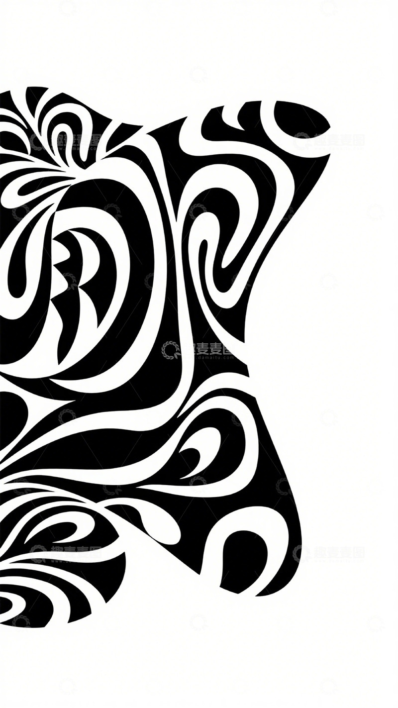 高清大图下载【趣麦麦图】黑白抽象艺术图案设计素材