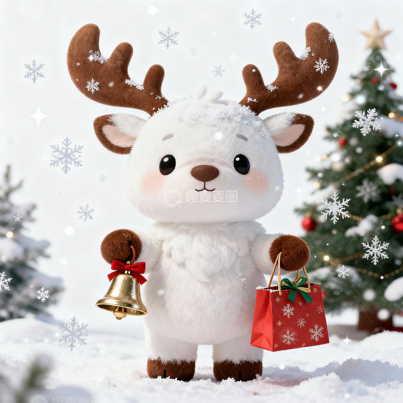 高清大图下载【趣麦麦图】可爱驯鹿圣诞节毛绒玩具