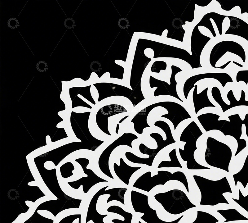 高清大图下载【趣麦麦图】抽象花纹黑白艺术图案