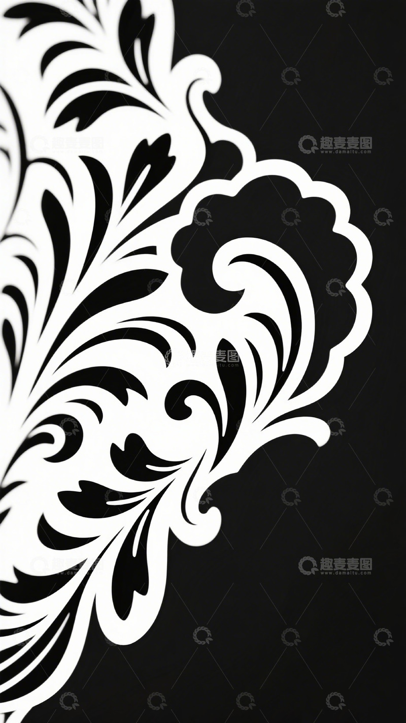 高清大图下载【趣麦麦图】黑白花纹艺术图案壁纸