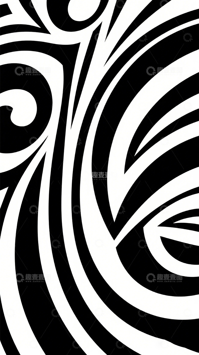 高清大图下载【趣麦麦图】黑白旋涡抽象艺术图案