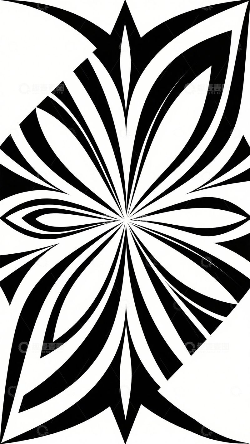 高清大图下载【趣麦麦图】黑白色调旋转花纹图案设计