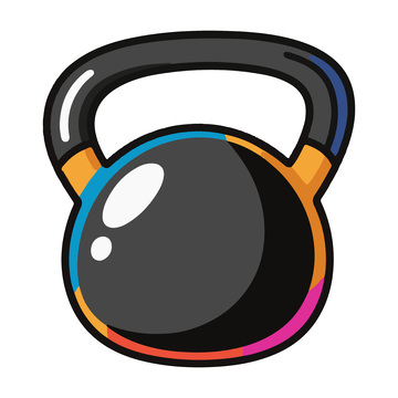 卡通壶铃健身插画