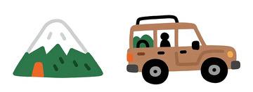 卡通越野山景汽车插画