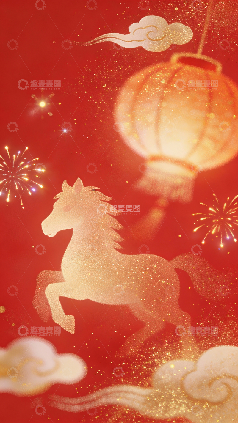 源文件下载【趣麦麦图】梦幻粒子构成的抽象骏马9