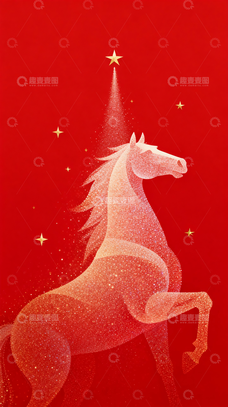 源文件下载【趣麦麦图】梦幻粒子构成的抽象骏马6