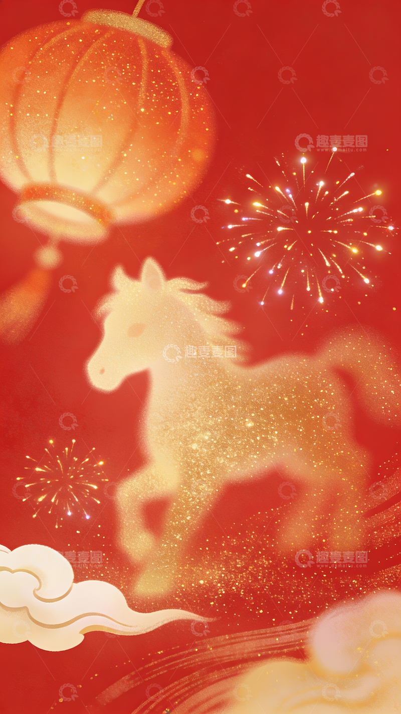 源文件下载【趣麦麦图】梦幻粒子构成的抽象骏马12