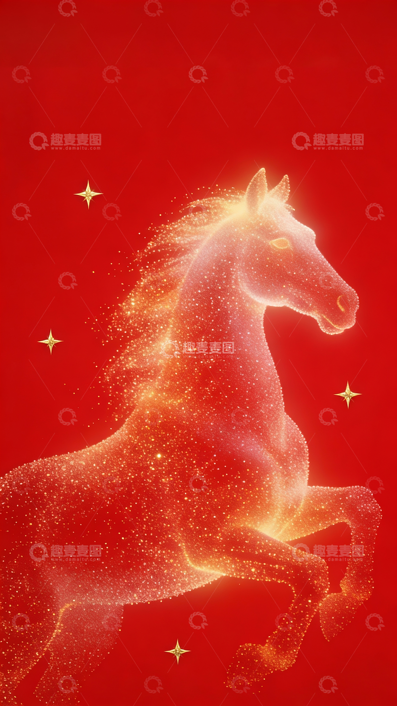 源文件下载【趣麦麦图】梦幻粒子构成的抽象骏马8