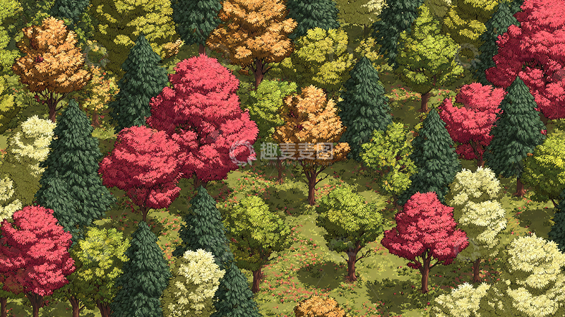 高清大图下载【趣麦麦图】彩色秋叶森林景观