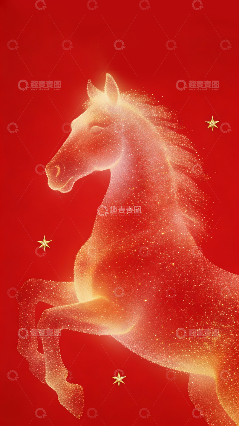 源文件下载【趣麦麦图】梦幻粒子构成的抽象骏马3
