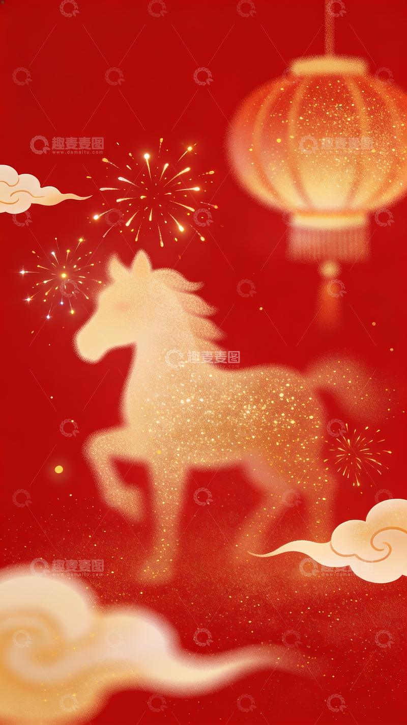 源文件下载【趣麦麦图】梦幻粒子构成的抽象骏马11