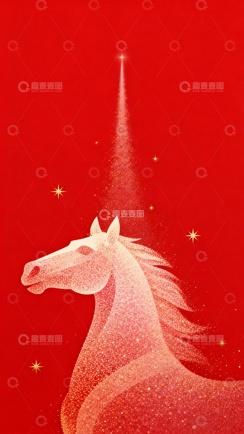 源文件下载【趣麦麦图】梦幻粒子构成的抽象骏马5