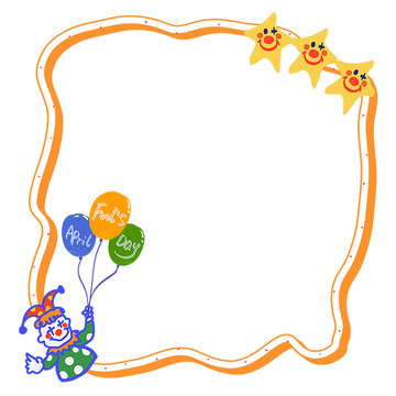 卡通小丑气球节日边框设计素材