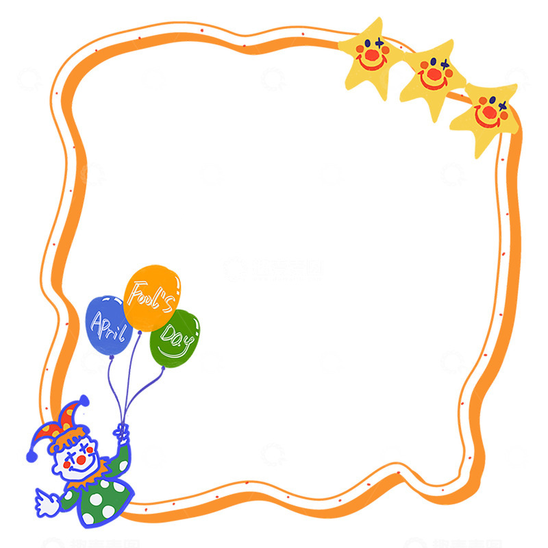 高清大图下载【趣麦麦图】卡通小丑气球节日边框设计素材